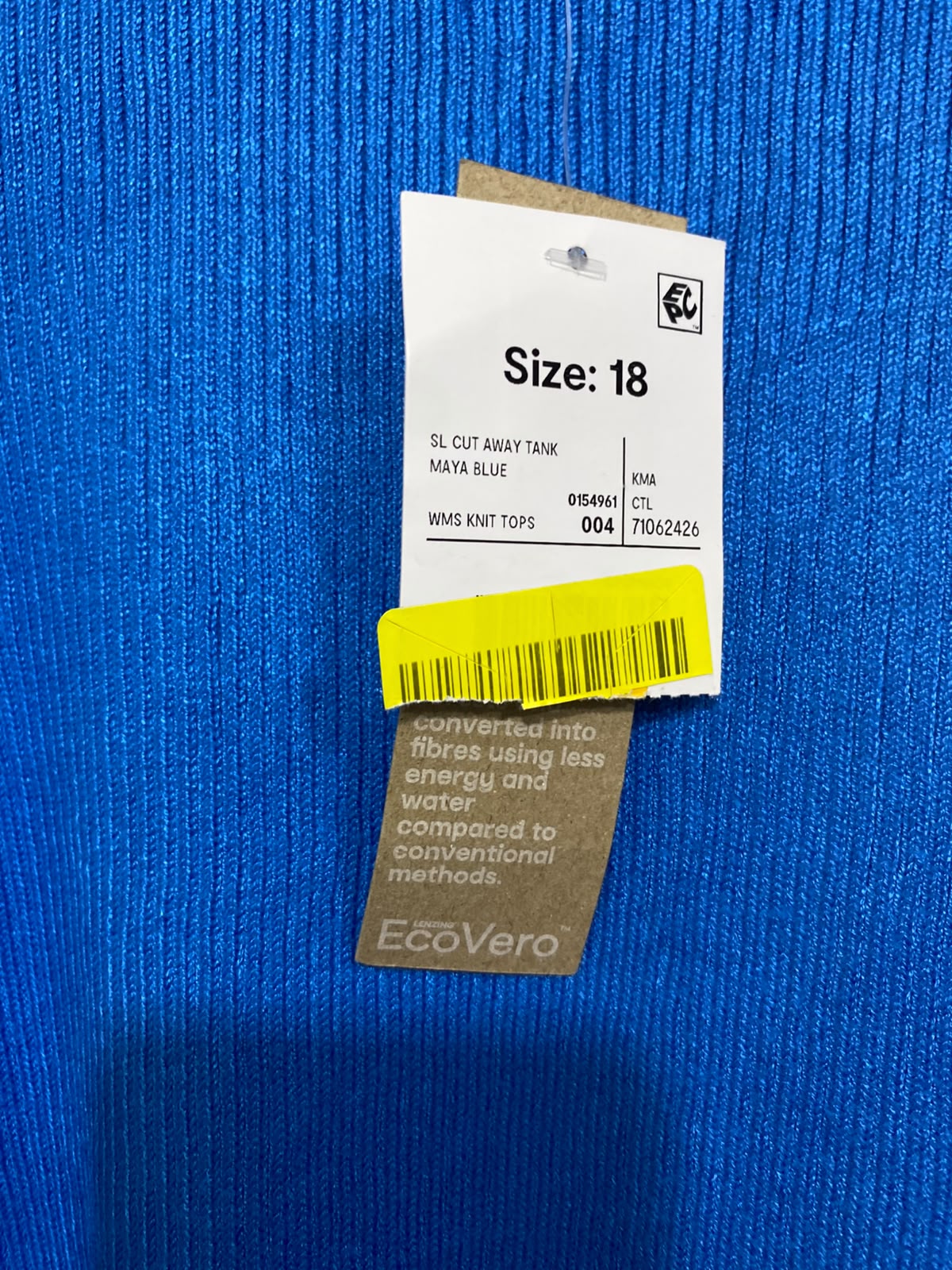 ANKO |S | BUST 16 | A75 | VIBRANT BLUE RIBBED SCOOP-NECK TANK TOP