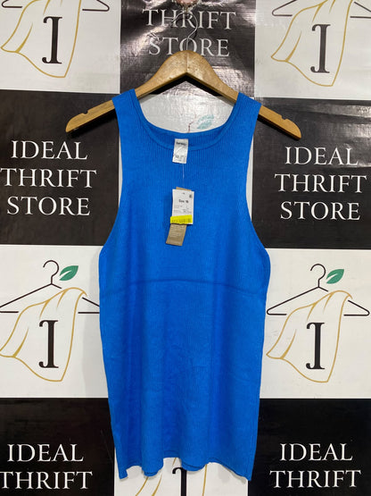 ANKO |S | BUST 16 | A75 | VIBRANT BLUE RIBBED SCOOP-NECK TANK TOP
