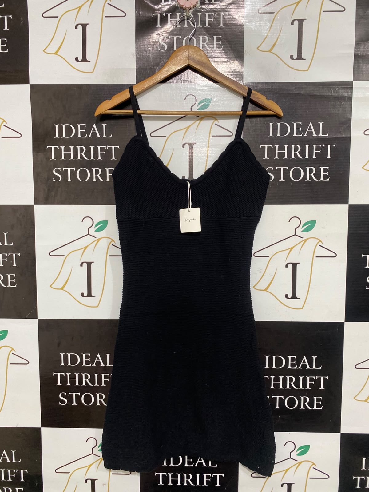 SUPRE |S | BUST 16 | A75 | BLACK RIBBED CAMI MINI DRESS