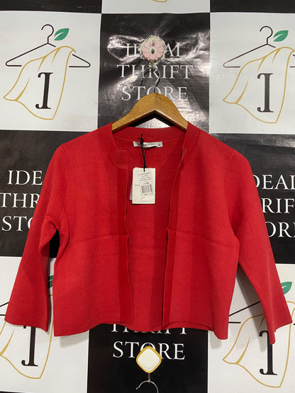 SPORTS CRAFT |XS | BUST 16 | A75 | BRIGHT RED OPEN-FRONT KNIT CARDIGAN