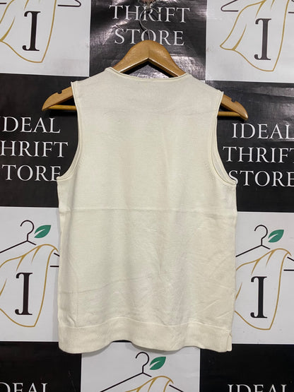 ANKO |M | BUST 17 | A75 | OFF-WHITE CREW NECK SLEEVELESS KNIT TOP