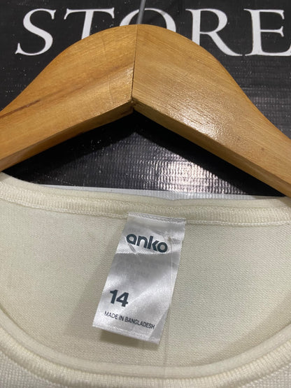 ANKO |M | BUST 17 | A75 | OFF-WHITE CREW NECK SLEEVELESS KNIT TOP