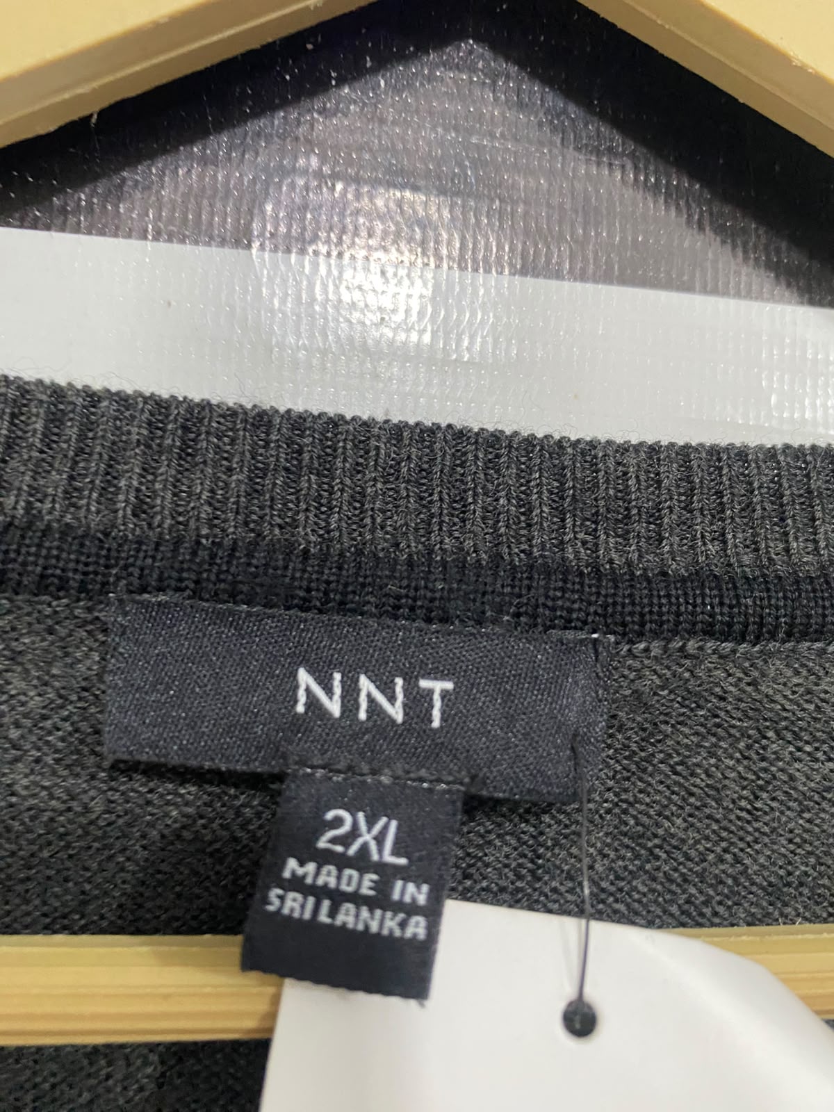 NNT | XL | BUST 24| A75 | CHARCOAL GREY V-NECK LONG SLEEVE KNIT PULLOVER