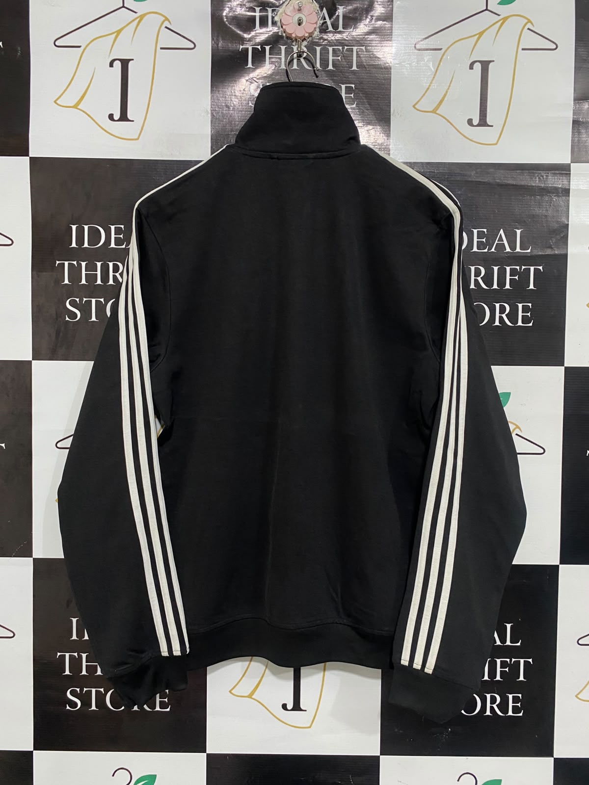 ADIDAS |M | BUST 21 | A75 | BLACK THREE-STRIPE ZIP-UP TRACK JACKET