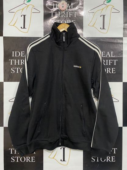ADIDAS |M | BUST 21 | A75 | BLACK THREE-STRIPE ZIP-UP TRACK JACKET