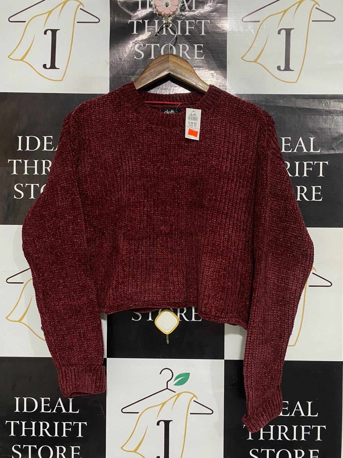 DOTTI |M | BUST 22 | A75 | MAROON CHENILLE CROPPED KNIT SWEATER