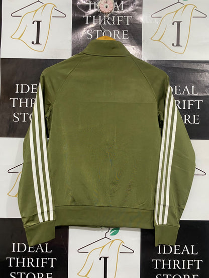 ADIDAS |XS | BUST 18 | A75 | OLIVE GREEN THREE-STRIPE ZIP-UP TRACK JACKET