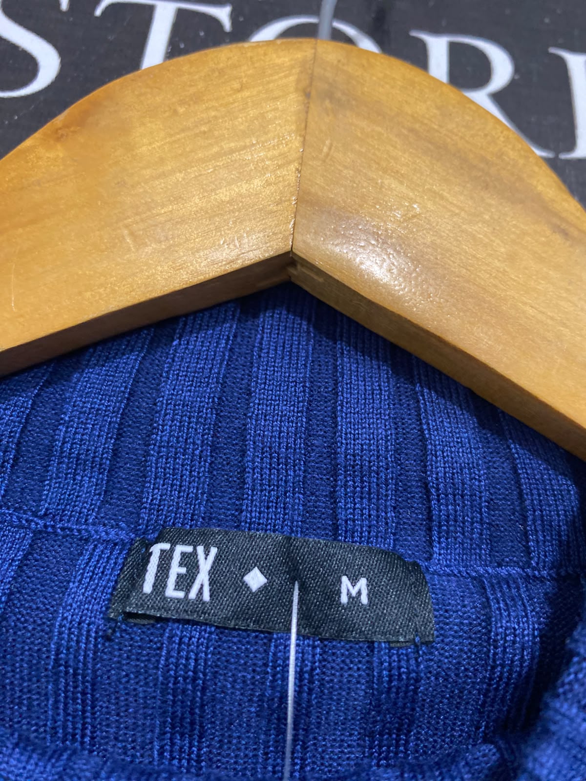 TEX |M | BUST 12 | A75 | ROYAL BLUE RIBBED MOCK NECK LONG SLEEVE KNIT TOP