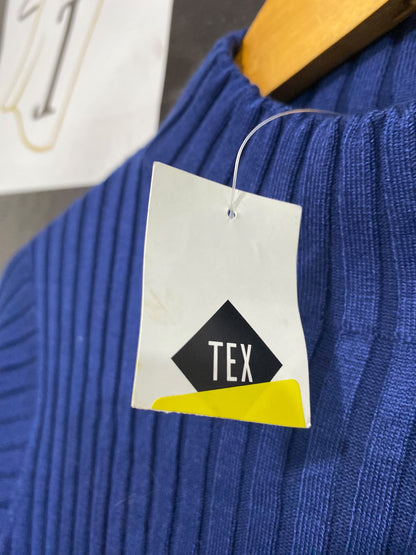 TEX |M | BUST 12 | A75 | ROYAL BLUE RIBBED MOCK NECK LONG SLEEVE KNIT TOP