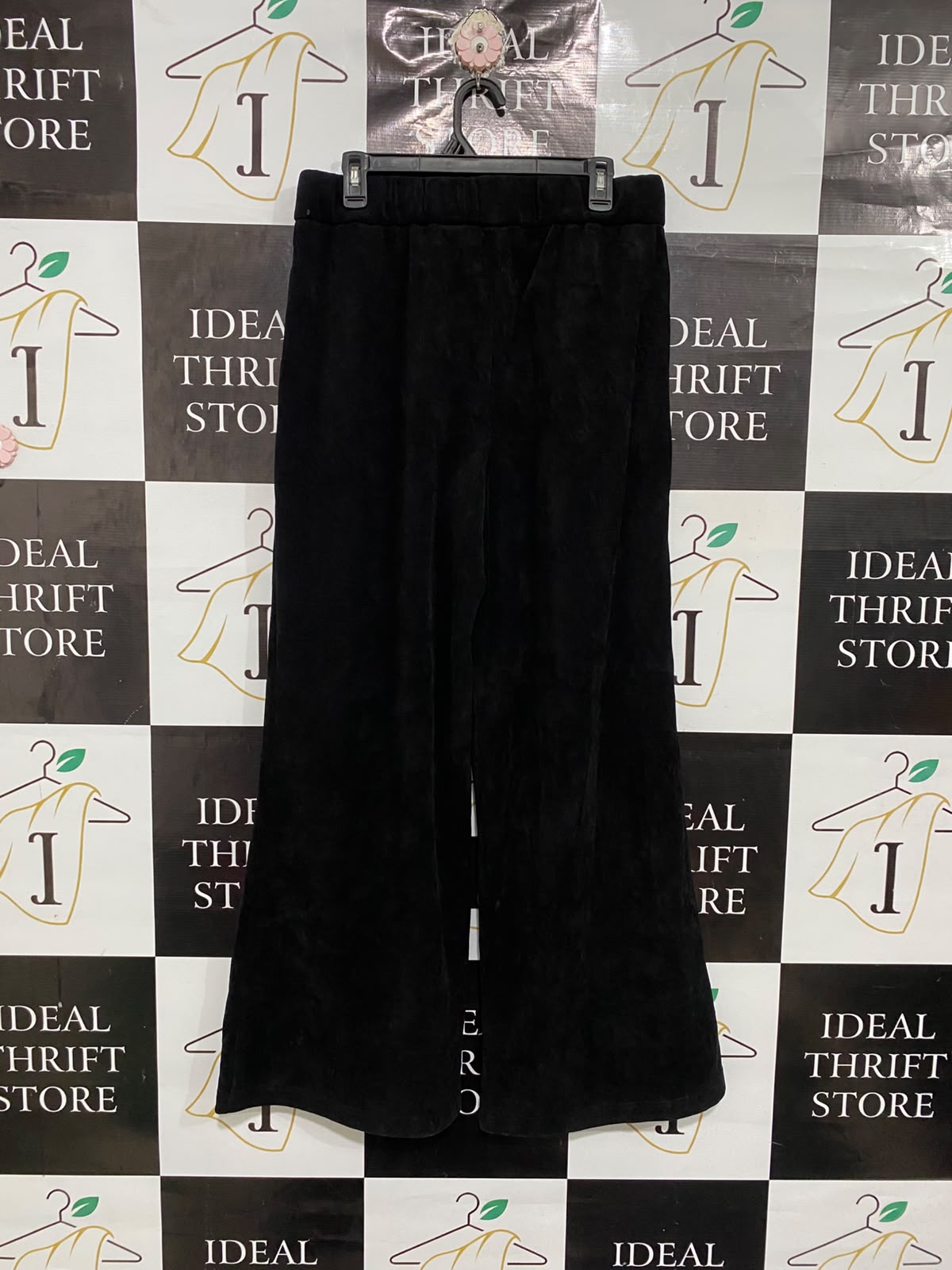 NEXT |L | WAIST 32 | A75 | BLACK TEXTURED DRAWSTRING WIDE-LEG TROUSERS