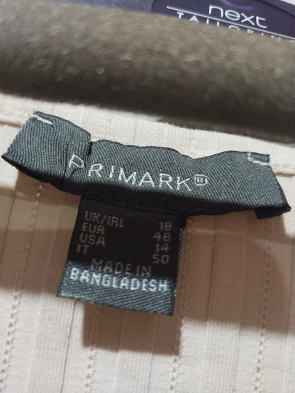 Beige Midi Dress  Long Sleeved Bodycon Primark Stretch Ribbed W-19/ L-45