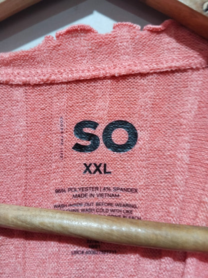 SO Women  Tops & Tunics Cute Coral Ribbed Top W-16.5 / L-18