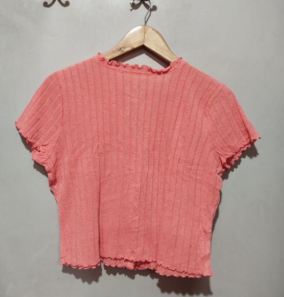 SO Women  Tops & Tunics Cute Coral Ribbed Top W-16.5 / L-18