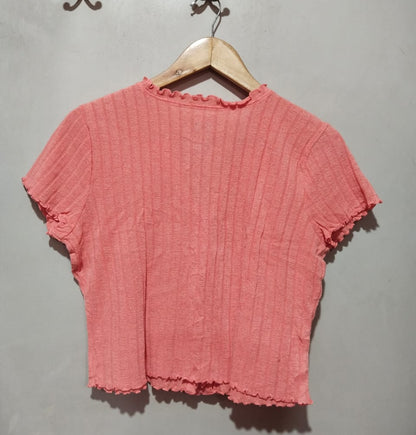 SO Women  Tops & Tunics Cute Coral Ribbed Top W-16.5 / L-18