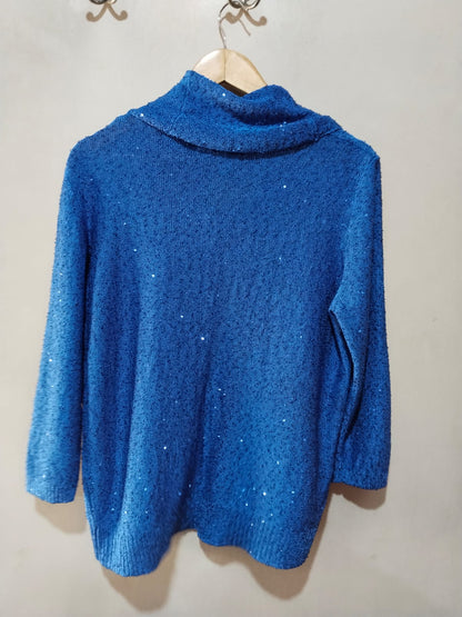Nue Options Sweater Large NWT  Sequins Pullover Cowl Neck Long Sleeve  W-20 / L-26