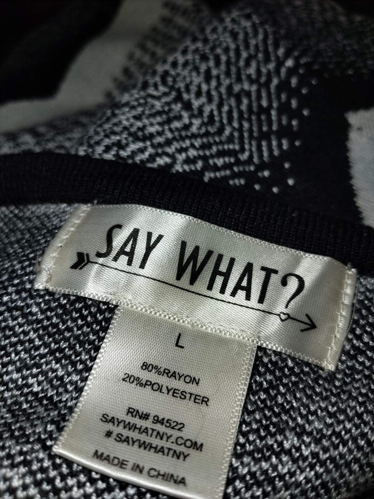 Say What? Black & White Print Flattering Hourglass Sweater Dress.W-16.5 / L-32