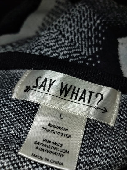 Say What? Black & White Print Flattering Hourglass Sweater Dress.W-16.5 / L-32