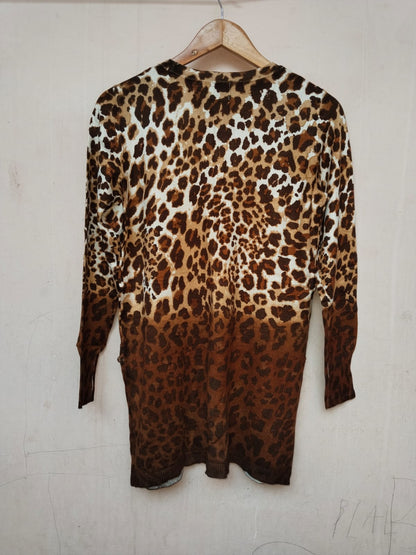 JM Collection Women’s Size Medium Ombre Brown Leopard Print Knit Tunic Top W-17 / L-29