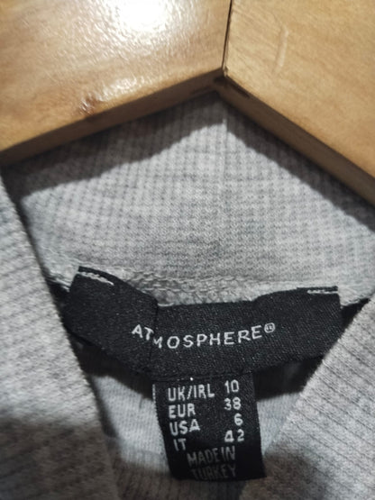 ATMOSPHERE Shirt Womens Small Heather Gray Sleeveless Ribbed Mockneck Top Tank W-14 / L-23