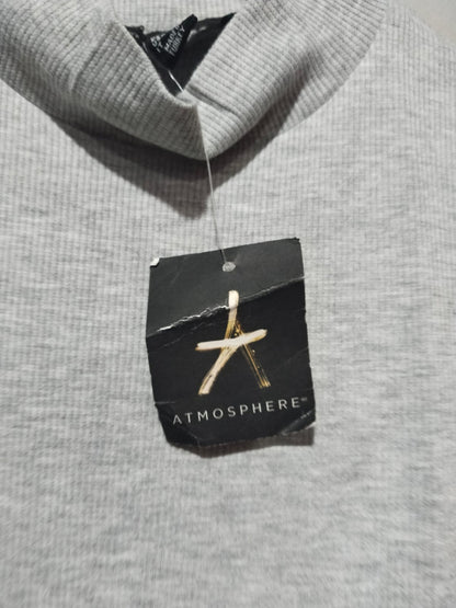 ATMOSPHERE Shirt Womens Small Heather Gray Sleeveless Ribbed Mockneck Top Tank W-14 / L-23