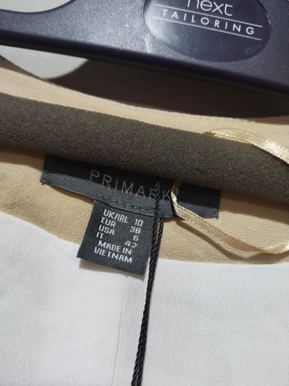 PRIMARK Light Beige Open Trench Coat Mac Tie Waist UK10 W-17 / L-29