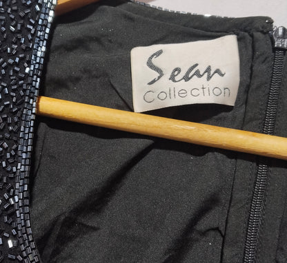 SEAN COLLECTION|XS|S|BUST 15|BLACK LONG SLEEVE BEADED MAXI DRESS